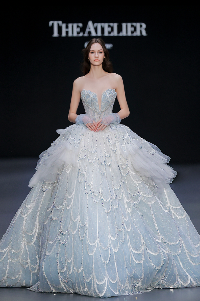 white christmas dresses Handmade Purple Designer Gown In Jimmy Choo Fabric With Intricate Bead